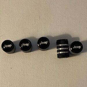 Jeep Valve Stem Caps in Black And Silver set of 5 NWT